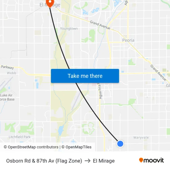 Osborn Rd & 87th Av (Flag Zone) to El Mirage map