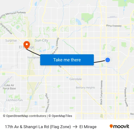 17th Av & Shangri La Rd (Flag Zone) to El Mirage map