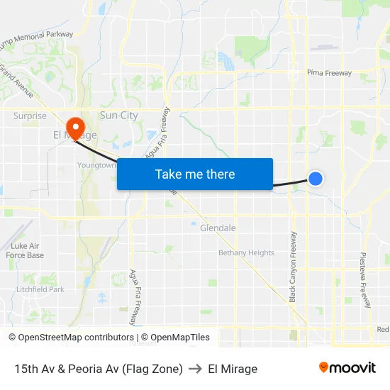 15th Av & Peoria Av (Flag Zone) to El Mirage map