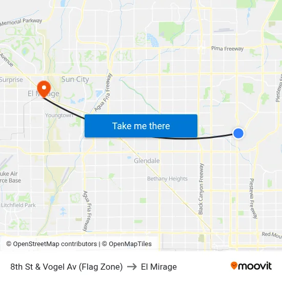 8th St & Vogel Av (Flag Zone) to El Mirage map
