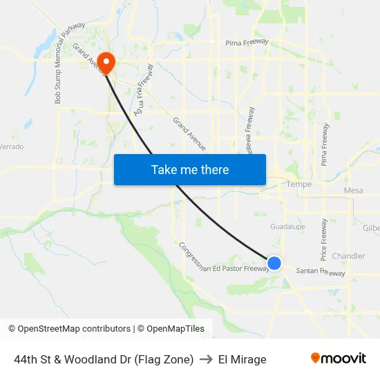 44th St & Woodland Dr (Flag Zone) to El Mirage map