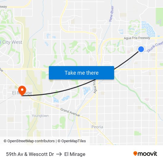 59th Av & Wescott Dr to El Mirage map