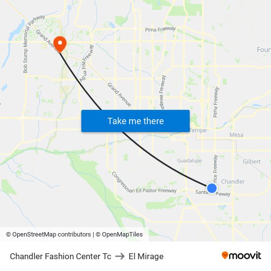 Chandler Fashion Center Tc to El Mirage map