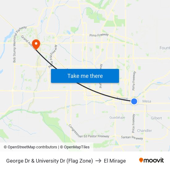 George Dr & University Dr (Flag Zone) to El Mirage map