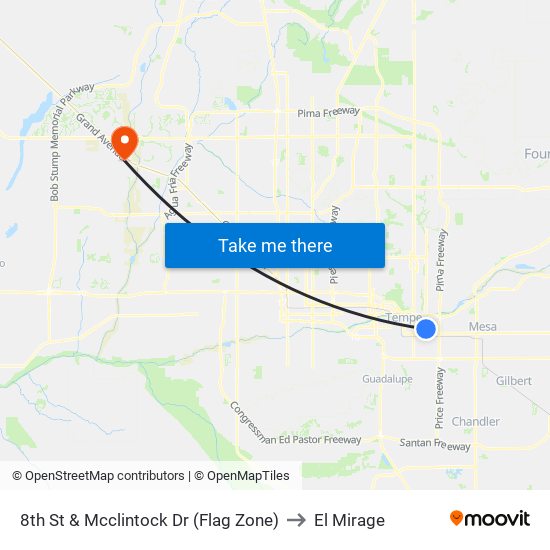 8th St & Mcclintock Dr (Flag Zone) to El Mirage map