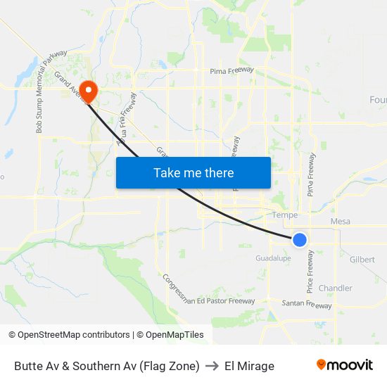 Butte Av & Southern Av (Flag Zone) to El Mirage map