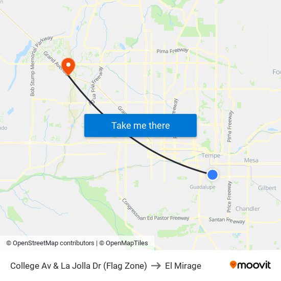 College Av & La Jolla Dr (Flag Zone) to El Mirage map