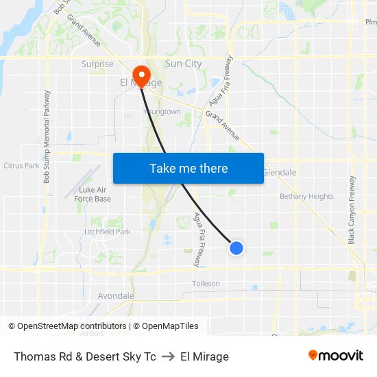 Thomas Rd & Desert Sky Tc to El Mirage map