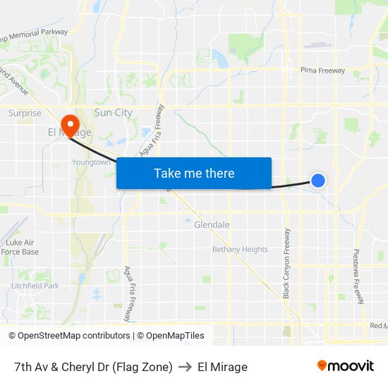 7th Av & Cheryl Dr (Flag Zone) to El Mirage map