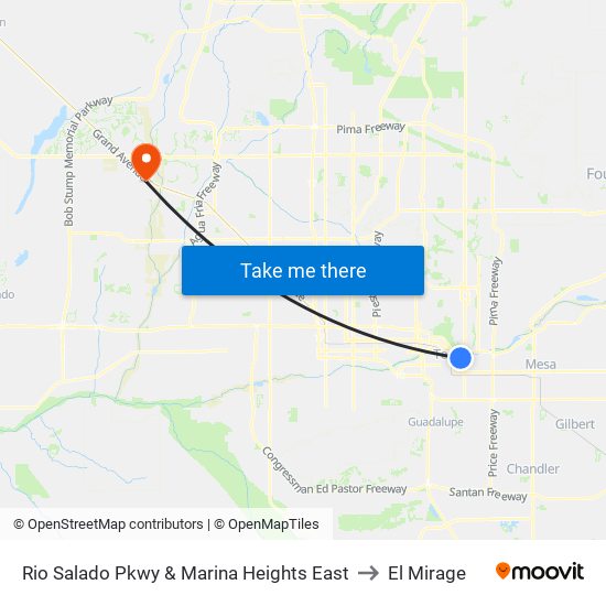 Rio Salado Pkwy & Marina Heights East to El Mirage map