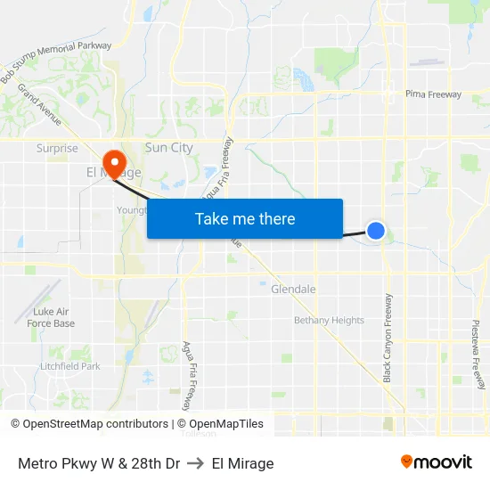 Metro Pkwy W & 28th Dr to El Mirage map