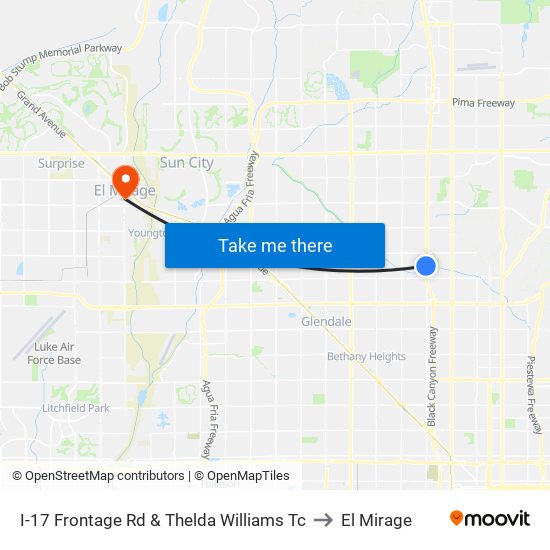 I-17 Frontage Rd & Thelda Williams Tc to El Mirage map