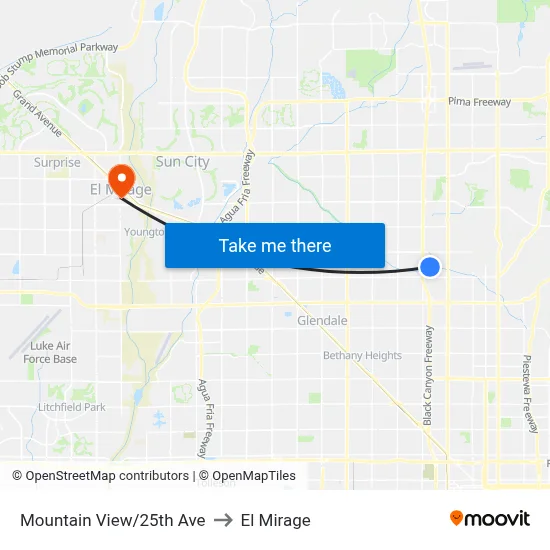 Mountain View/25th Ave to El Mirage map