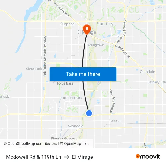 Mcdowell Rd & 119th Ln to El Mirage map