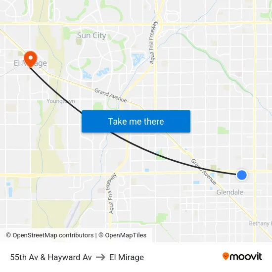 55th Av & Hayward Av to El Mirage map
