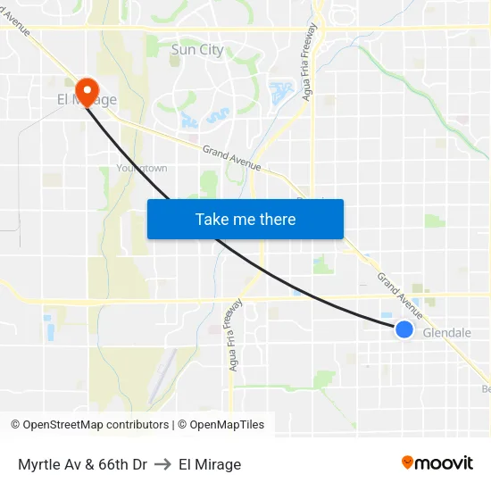 Myrtle Av & 66th Dr to El Mirage map
