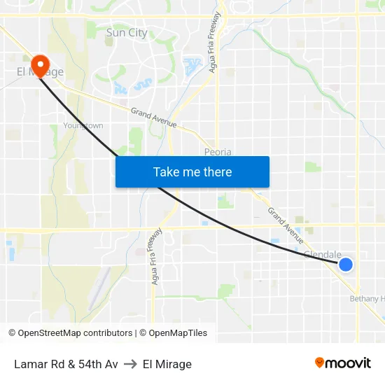 Lamar Rd & 54th Av to El Mirage map