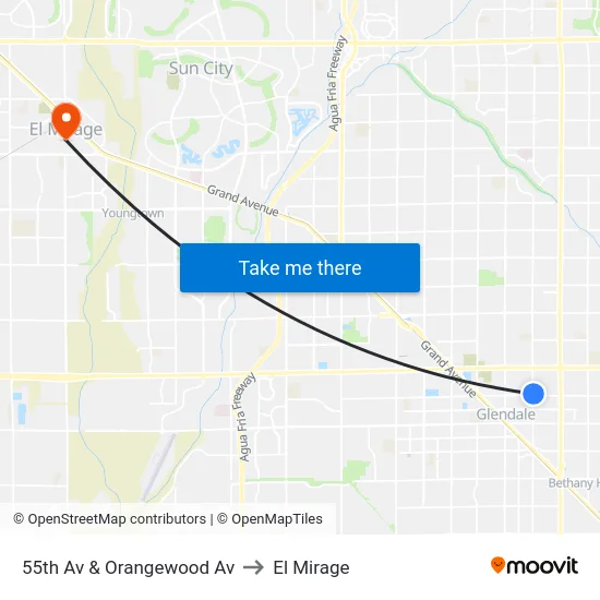 55th Av & Orangewood Av to El Mirage map