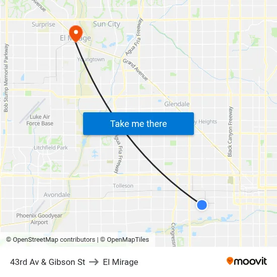 43rd Av & Gibson St to El Mirage map