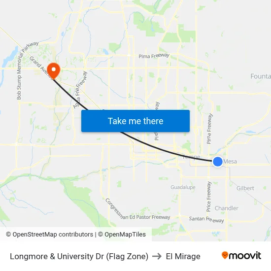 Longmore & University Dr (Flag Zone) to El Mirage map
