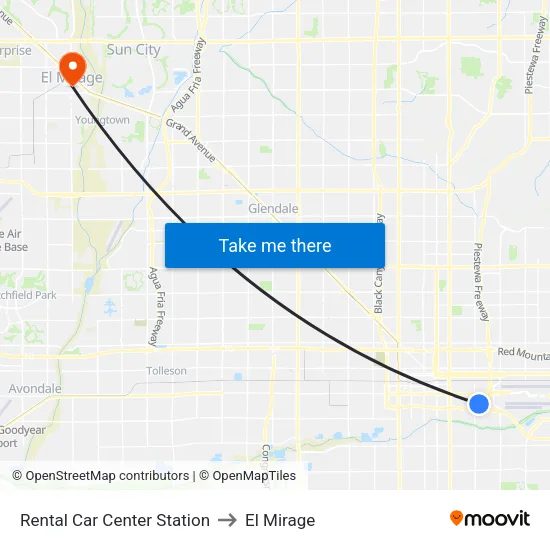 Rental Car Center Station to El Mirage map
