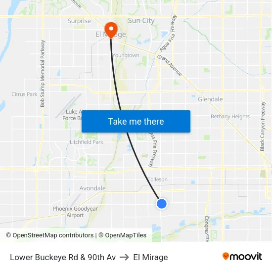 Lower Buckeye Rd & 90th Av to El Mirage map