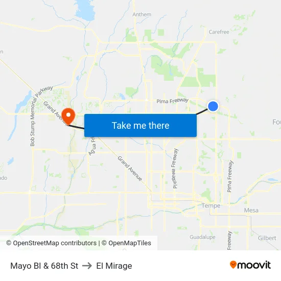 Mayo Bl & 68th St to El Mirage map