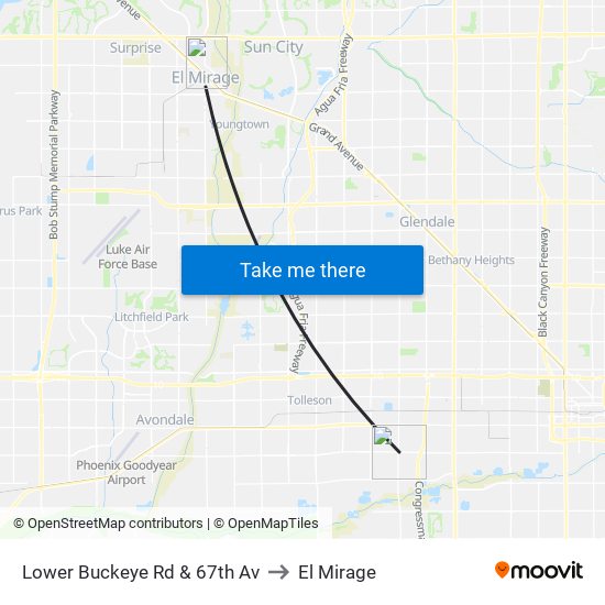 Lower Buckeye Rd & 67th Av to El Mirage map