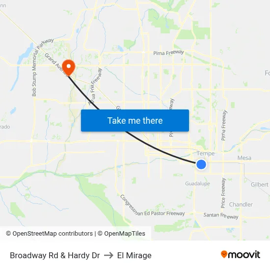 Broadway Rd & Hardy Dr to El Mirage map
