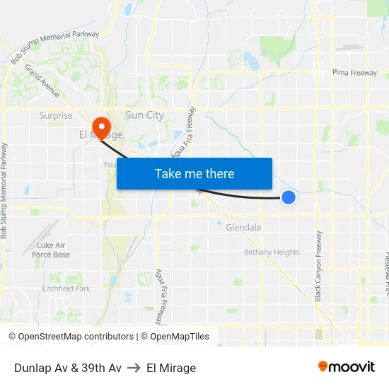 Dunlap Av & 39th Av to El Mirage map