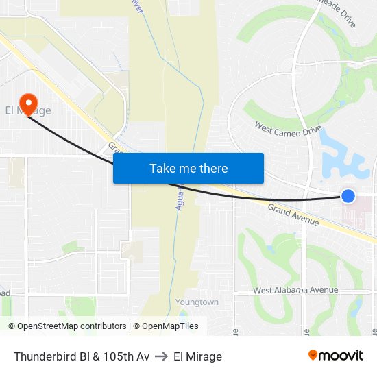 Thunderbird Bl & 105th Av to El Mirage map