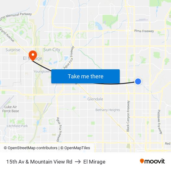 15th Av & Mountain View Rd to El Mirage map