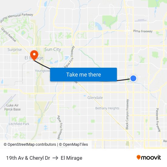 19th Av & Cheryl Dr to El Mirage map