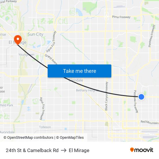 24th St & Camelback Rd to El Mirage map