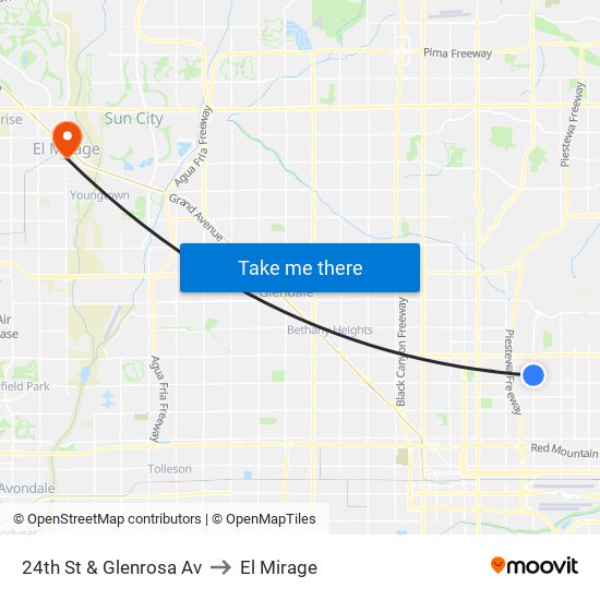 24th St & Glenrosa Av to El Mirage map