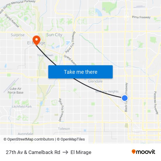 27th Av & Camelback Rd to El Mirage map