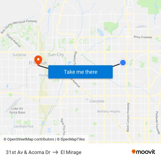 31st Av & Acoma Dr to El Mirage map