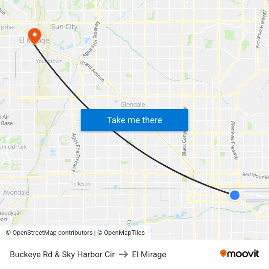 Buckeye Rd & Sky Harbor Cir to El Mirage map