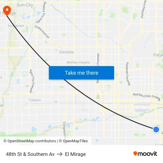 48th St & Southern Av to El Mirage map