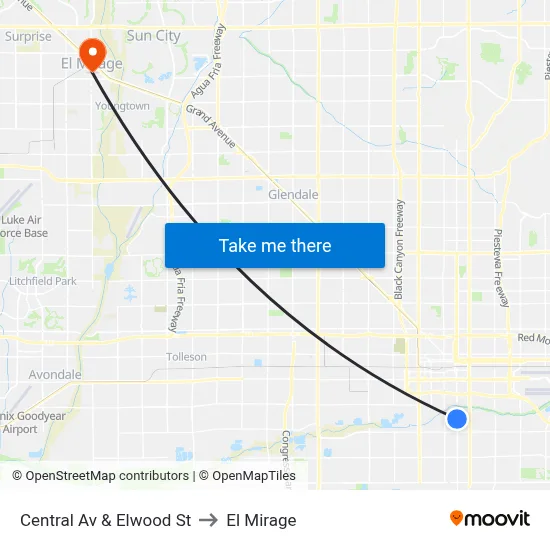 Central Av & Elwood St to El Mirage map