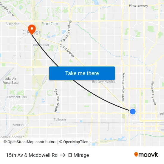 15th Av & Mcdowell Rd to El Mirage map
