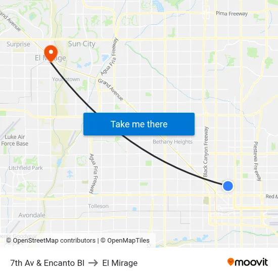 7th Av & Encanto Bl to El Mirage map