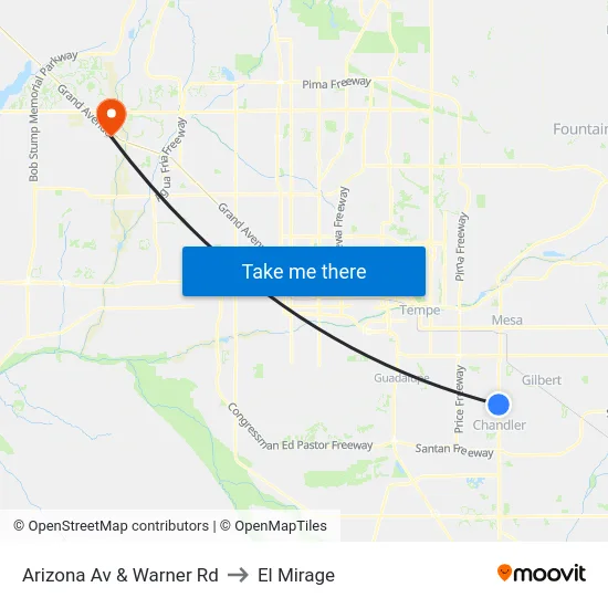 Arizona Av & Warner Rd to El Mirage map