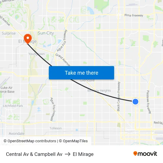 Central Av & Campbell Av to El Mirage map