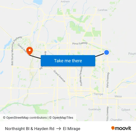 Northsight Bl & Hayden Rd to El Mirage map