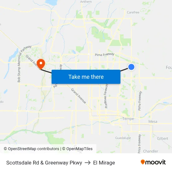 Scottsdale Rd & Greenway Pkwy to El Mirage map
