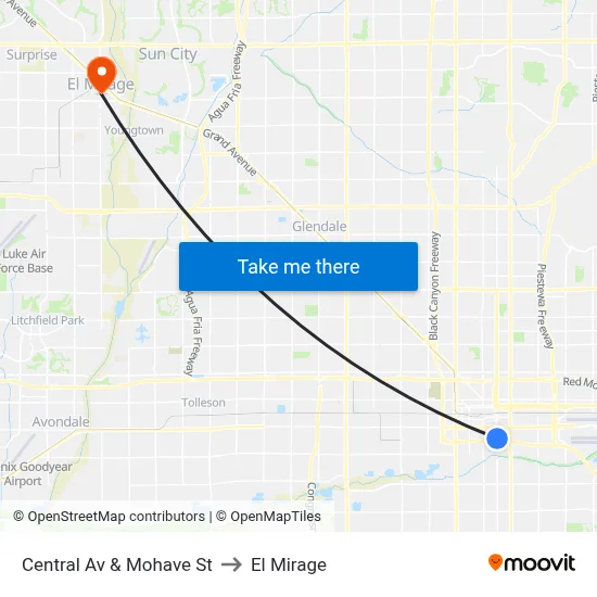 Central Av & Mohave St to El Mirage map