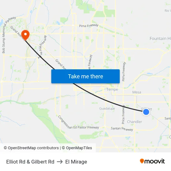 Elliot Rd & Gilbert Rd to El Mirage map