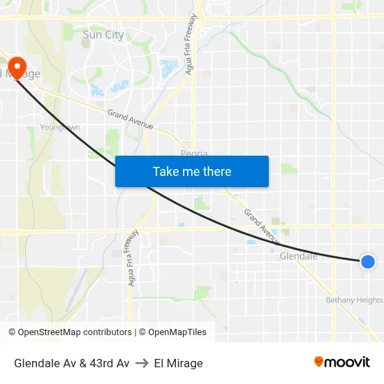Glendale Av & 43rd Av to El Mirage map