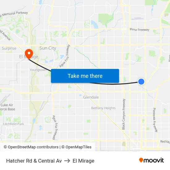Hatcher Rd & Central Av to El Mirage map